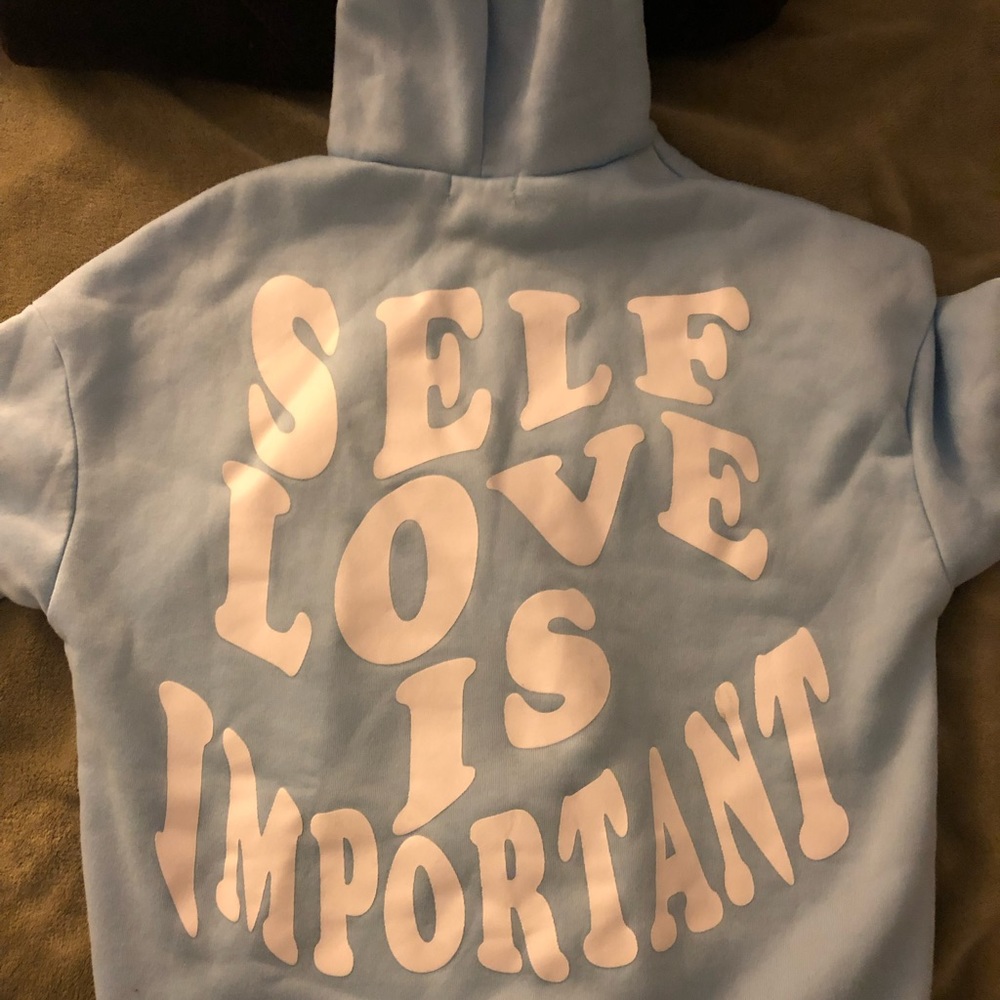 self love is important baby blue hoodie